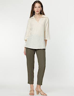 Linen Rich Straight Leg Trousers