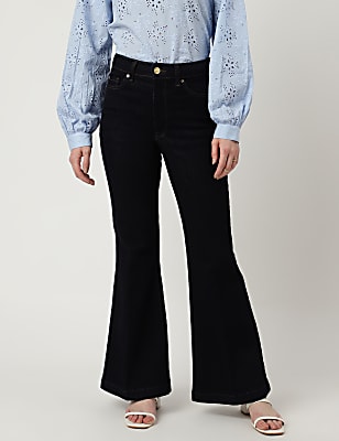 Cotton Mix Plain Flared Fit Jeans