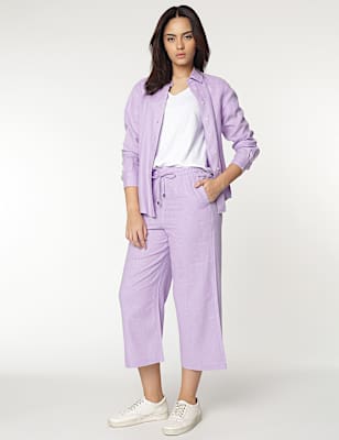 Linen Rich Wide Leg Relaxed Pants