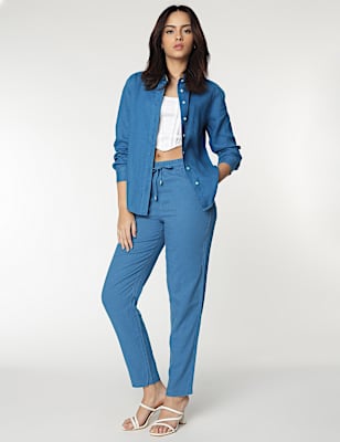 Linen Rich Tapered Fit Trousers