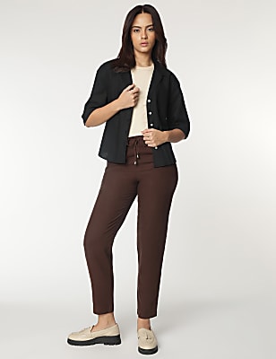 Linen Rich Tapered Fit Trousers