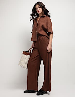 Linen Rich High Rise Trousers