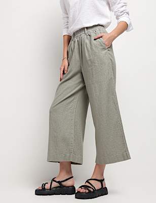 Flax Mix Plain Regular Fit Trousers