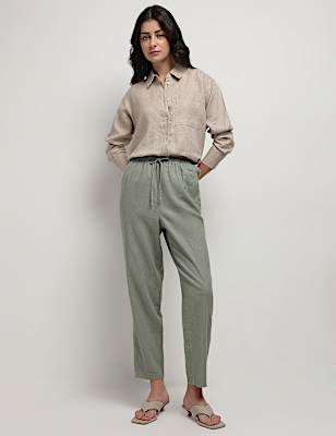 Linen Rich Drawstring Tapered Trousers
