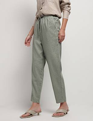 Linen Rich Drawstring Tapered Trousers