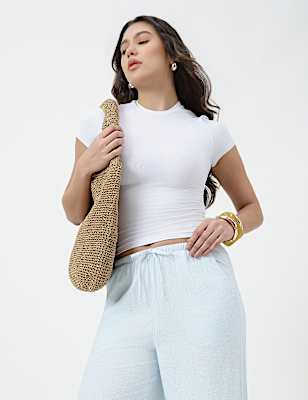 Linen Rich Plain Relaxed Fit Pants