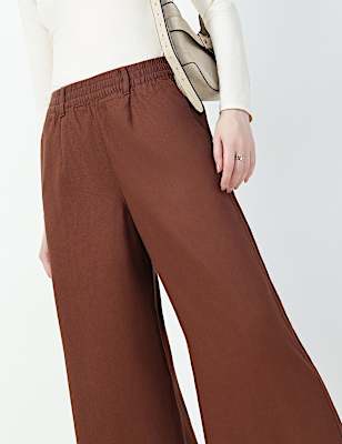 Linen Rich Plain Relaxed Fit Pants