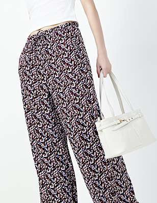 LINEN BLEND WIDE LEG TROUSER