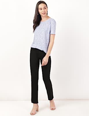 Straight Fit Cotton Blend Jeans