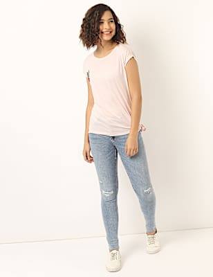 Cotton Mix Plain Skinny Fit Jeans