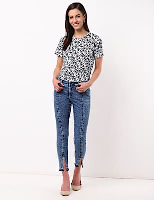 Front Slit Denim w/Stretch