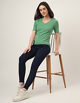 Cotton Mix Plain Regular Fit Jeggings