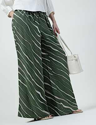 Linen Rich Plain Relaxed Fit Trousers