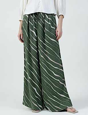 Linen Rich Plain Relaxed Fit Trousers