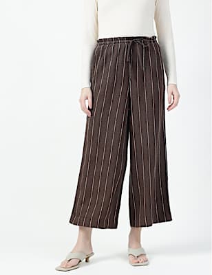 Linen Rich Plain Regular Fit Trousers