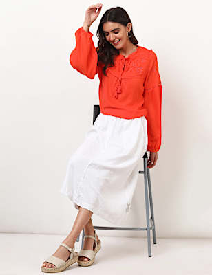 Linen Mix Plain Regular Fit Skirts