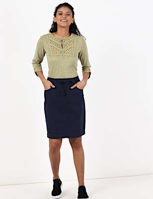 Knee Length Linen Viscose Skirt