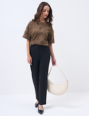 Cotton Rich Slim Fit Ankle Grazer Trousers