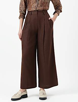 Linen Rich Textured Regular Fit Trousers