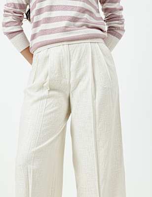 Linen Rich Textured Regular Fit Trousers
