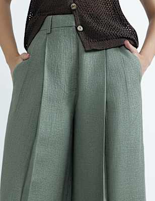 Linen Rich Textured Regular Fit Trousers