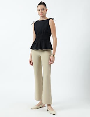High Waist Side Zip Flared Trousers