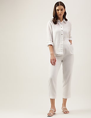Linen Rich Straight Leg Trousers