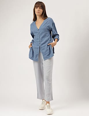 Linen Rich Straight Leg Trousers