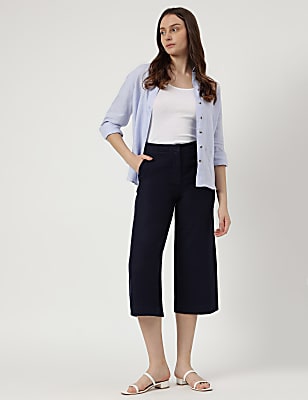 Linen Rich Wide Leg Trousers