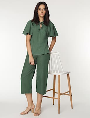 Linen Rich Wide Leg Trousers