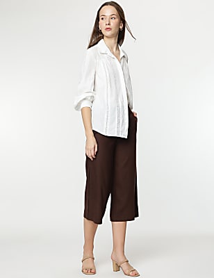 Linen Rich Wide Leg Trousers