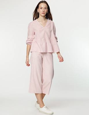 Linen Rich Wide Leg Trousers
