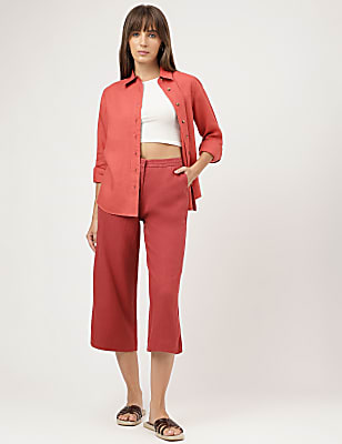 Linen Rich Wide Leg Trousers