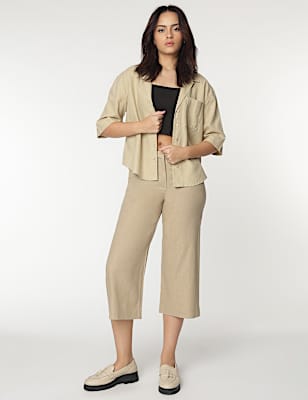 Linen Rich Wide Leg Trousers