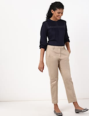 Cotton Mix Plain Regular Fit Trouser