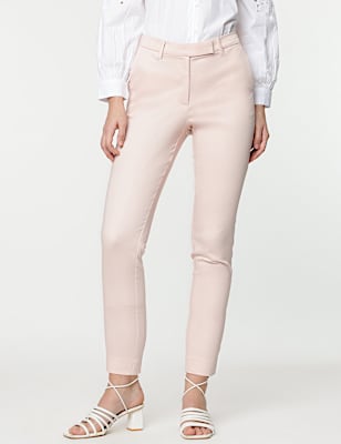 Mid Waist Slim Fit Stretch Formal Trousers