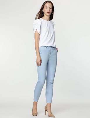 Mid Waist Slim Fit Stretch Formal Trousers