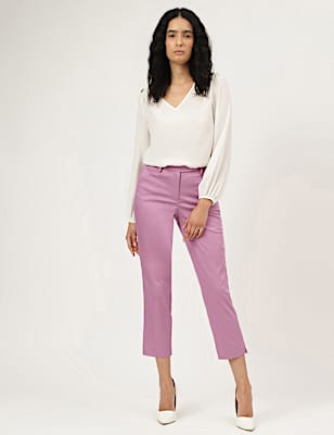 Mid Waist Slim Fit Stretch Formal Trousers
