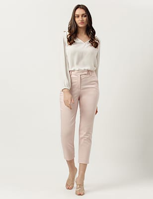 Mid Waist Slim Fit Stretch Formal Trousers