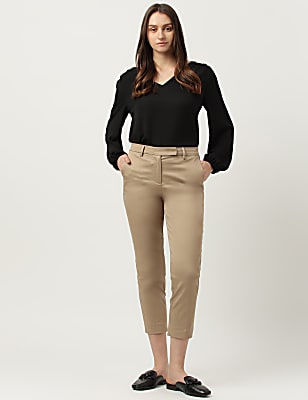 Mid Waist Slim Fit Stretch Formal Trousers