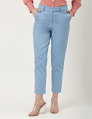 Mid Waist Slim Fit Stretch Formal Trousers