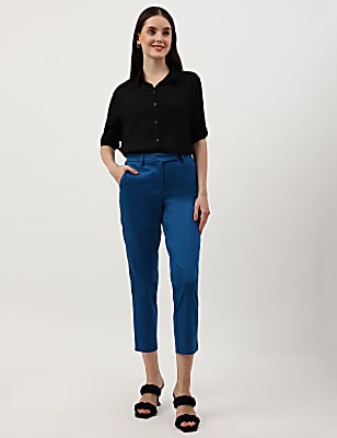 Mid Waist Slim Fit Stretch Formal Trousers