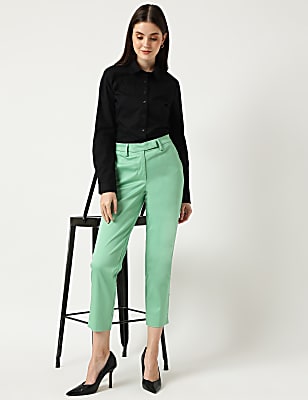 Mid Waist Slim Fit Stretch Formal Trousers
