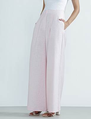 Linen Rich Plain Relaxed Fit Trousers