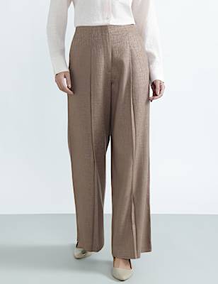 Linen Rich Plain Relaxed Fit Trousers