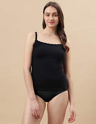 Cotton Mix Lace Trim Vest