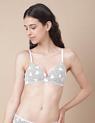 2 Pack Cotton Mix Printed Non Wired Bra