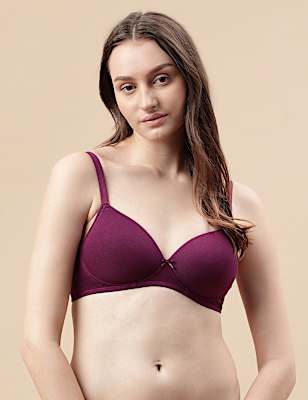 Cotton Mix Padded Demi Cup Bra