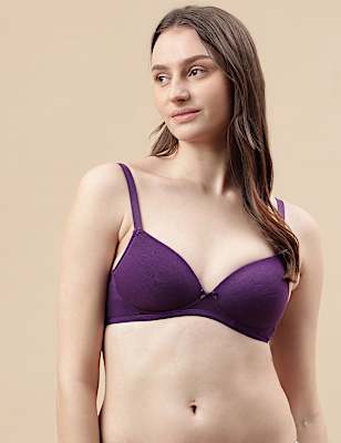 Cotton Mix Padded Demi Cup Bra