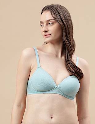 Cotton Mix Padded Demi Cup Bra